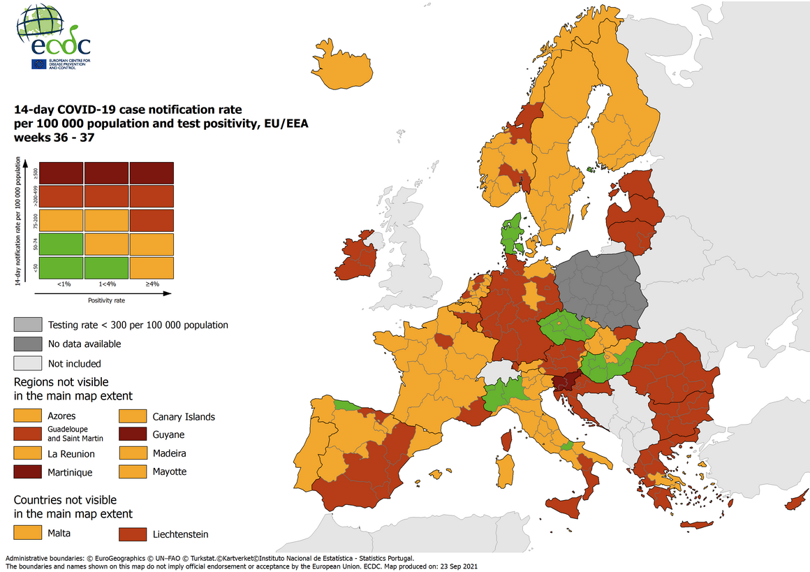 covid karta europe