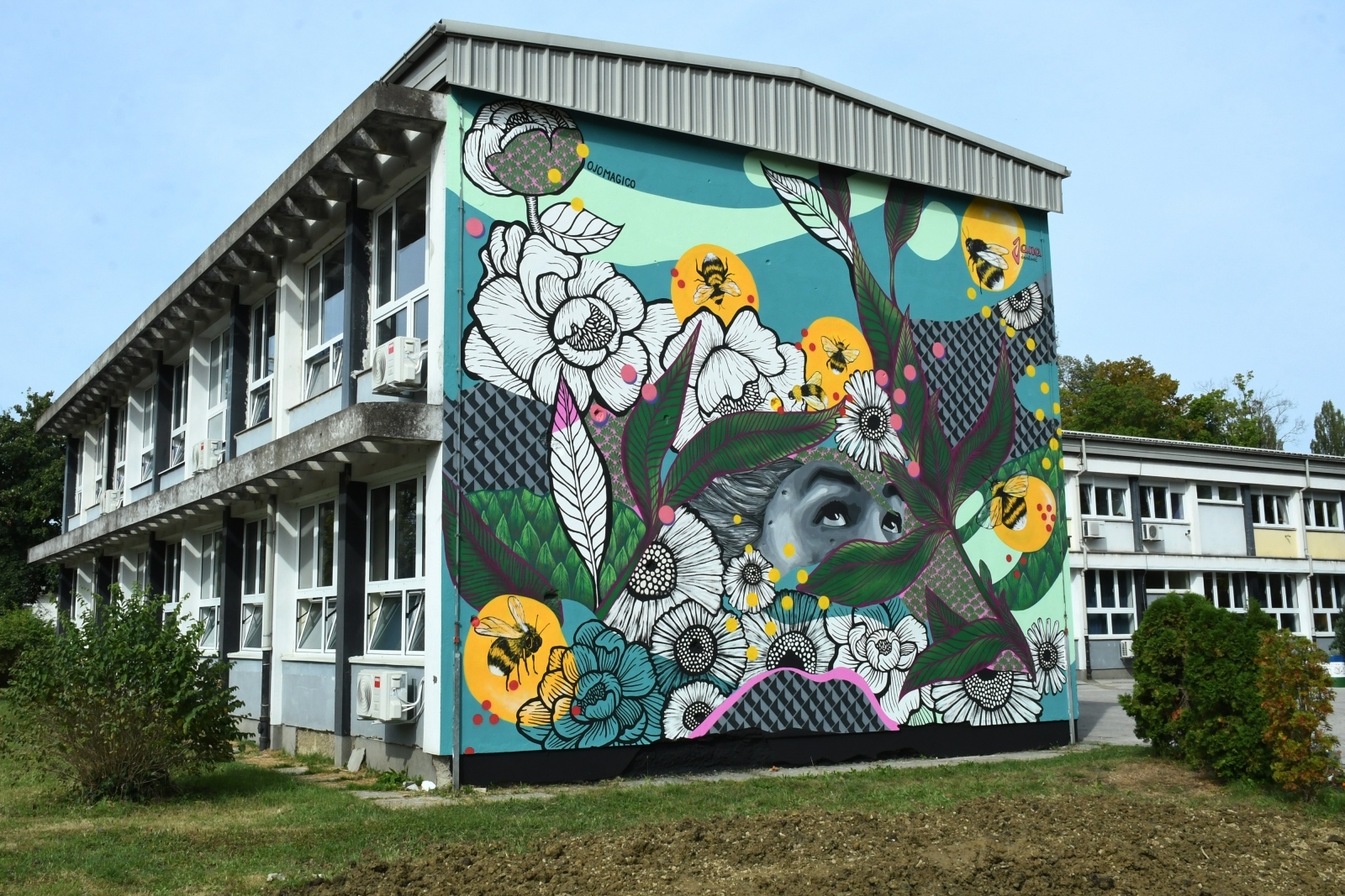 Sisak: Mural na pročelju OŠ Viktorovac izradile su Jana Danilović i Jadranka Lacković