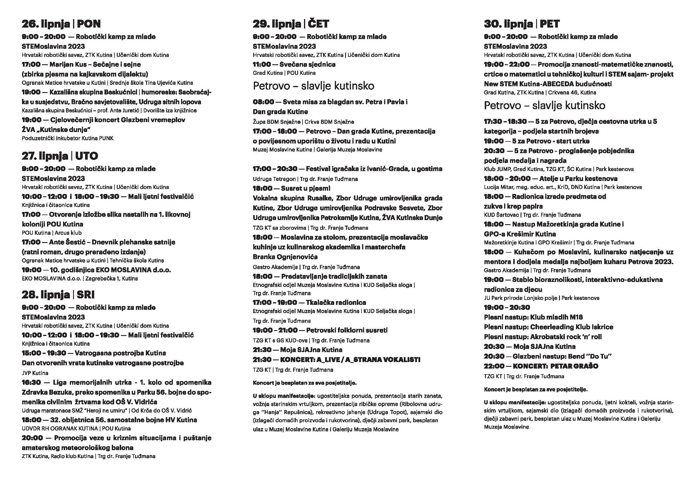 PROGRAM – Dan grada Kutine i Petrovo_1. dio
