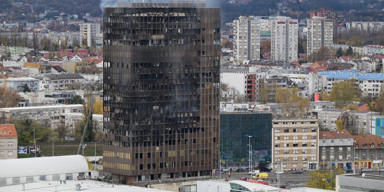 Zagreb: Pogled na izgoreni Vjesnikov neboder